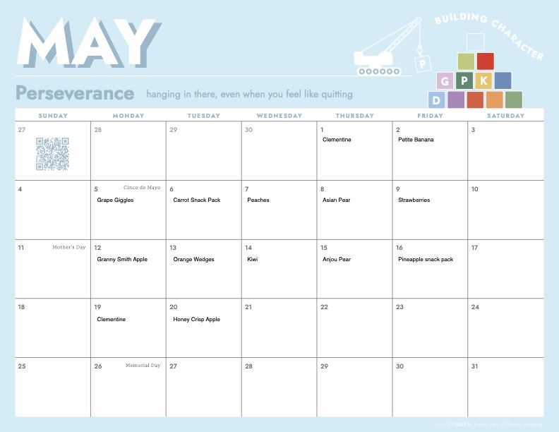Fresh Fruit and Vegetable Calendar